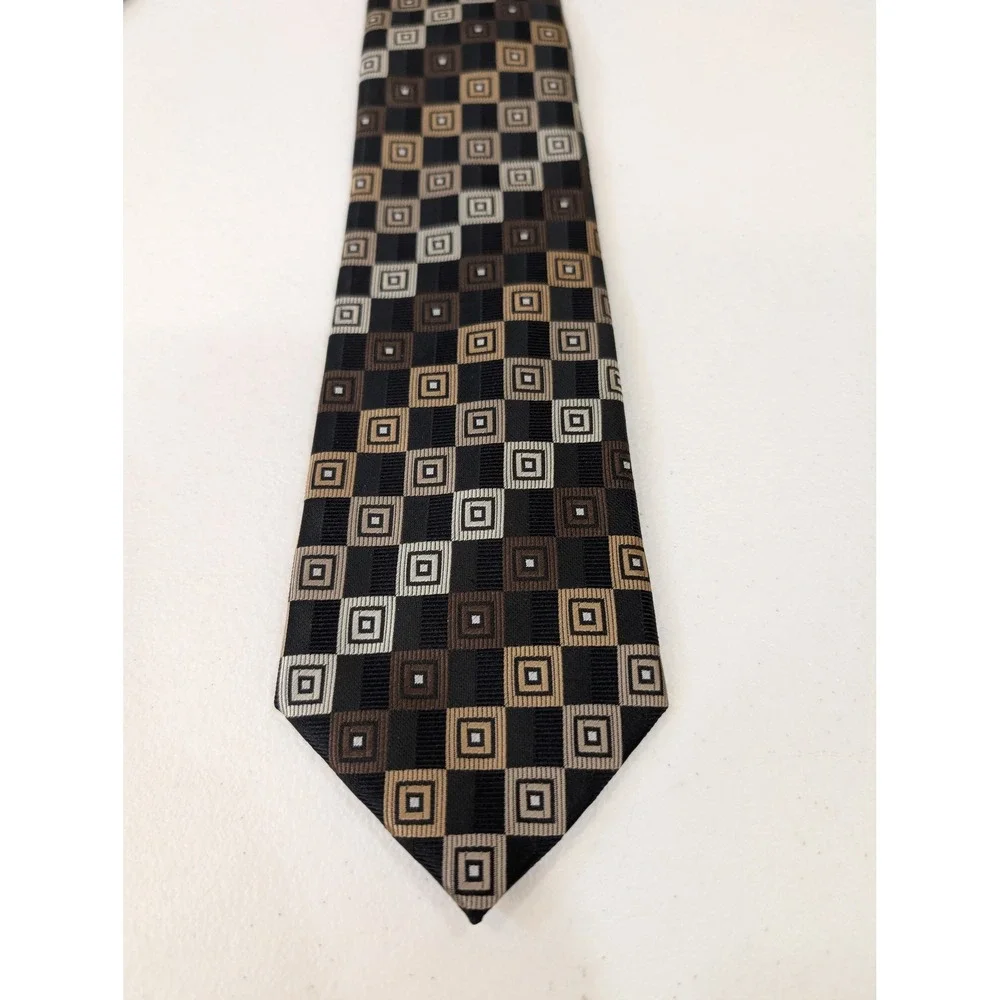 Colours by Alexander‎ Julian Mens Necktie Squares Brown Black Pattern 57
